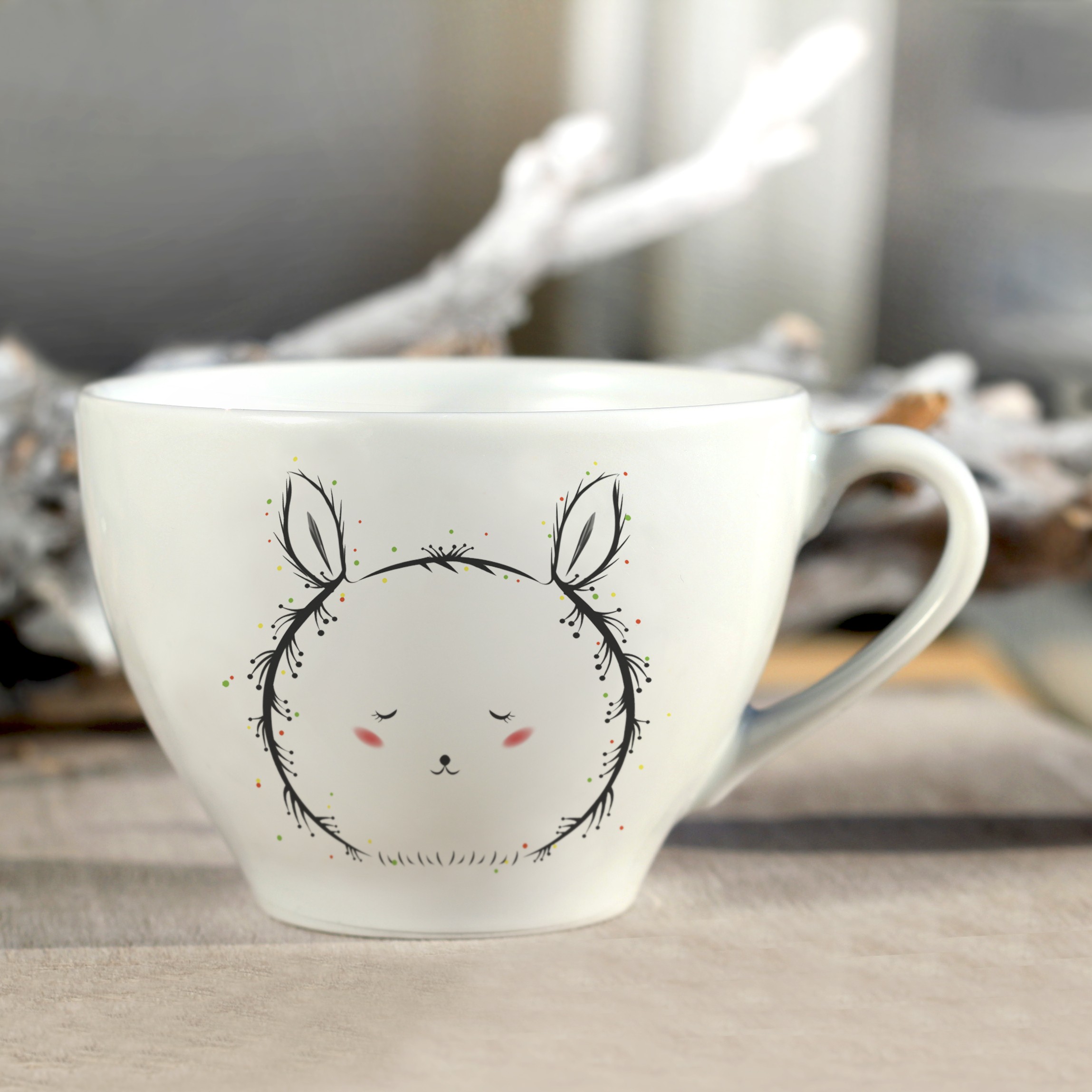 Forest Rabbit tea/coffee cup & saucer (medium) | Chia DNA