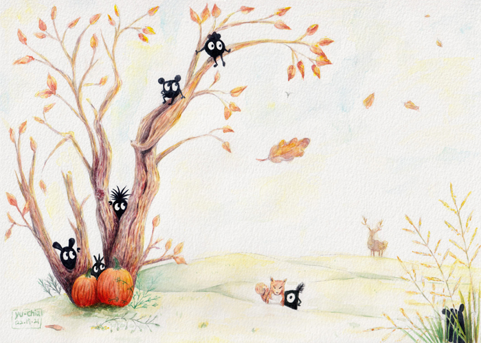 Black Ink Monsters in Autumn